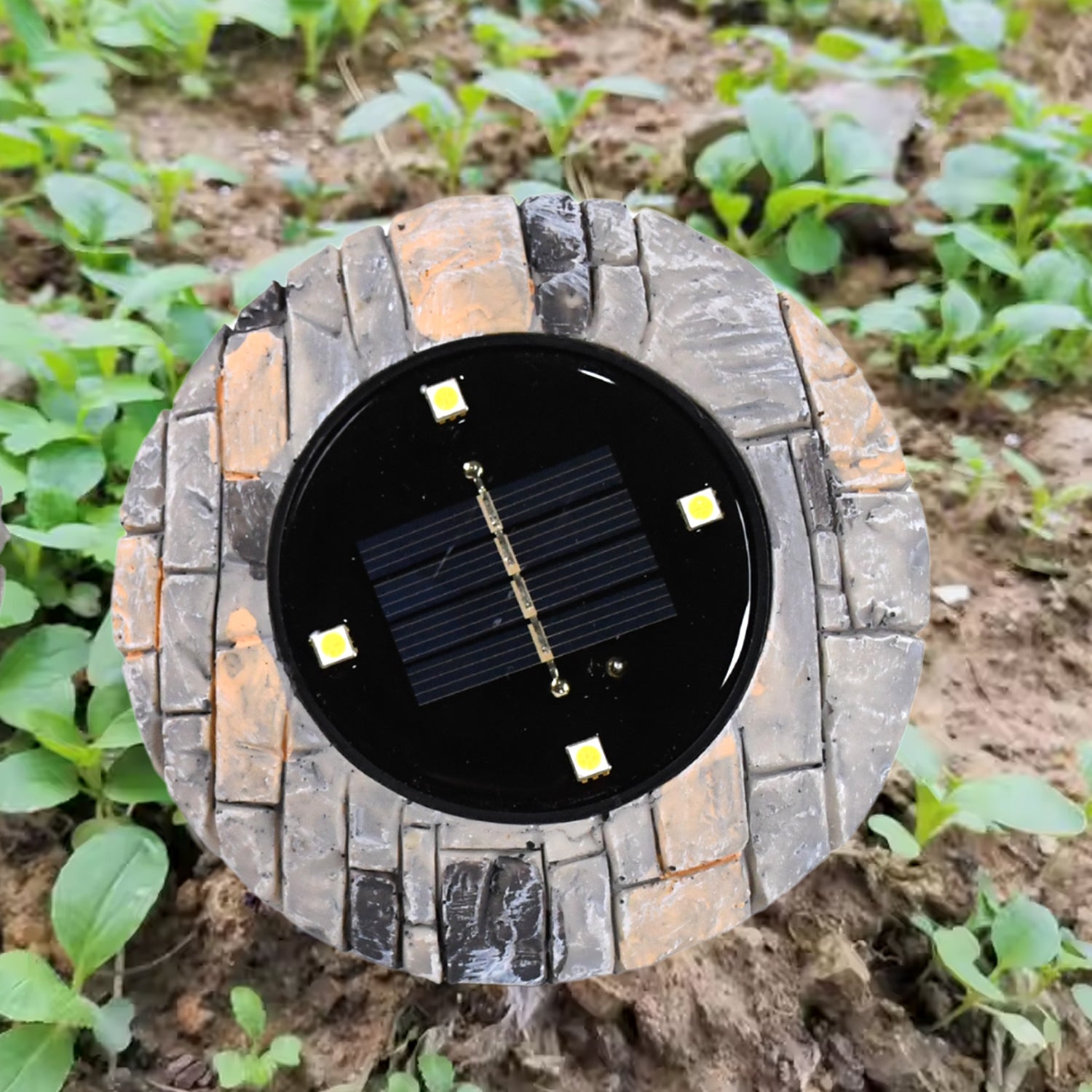 Disk Lights Slate  Heavy Duty Outdoor Solar Pathway Lights  4 Led (2 Pc) Disk Lights Slate  Heavy Duty Outdoor Solar Pathway Lights  4 Led (2 Pc)